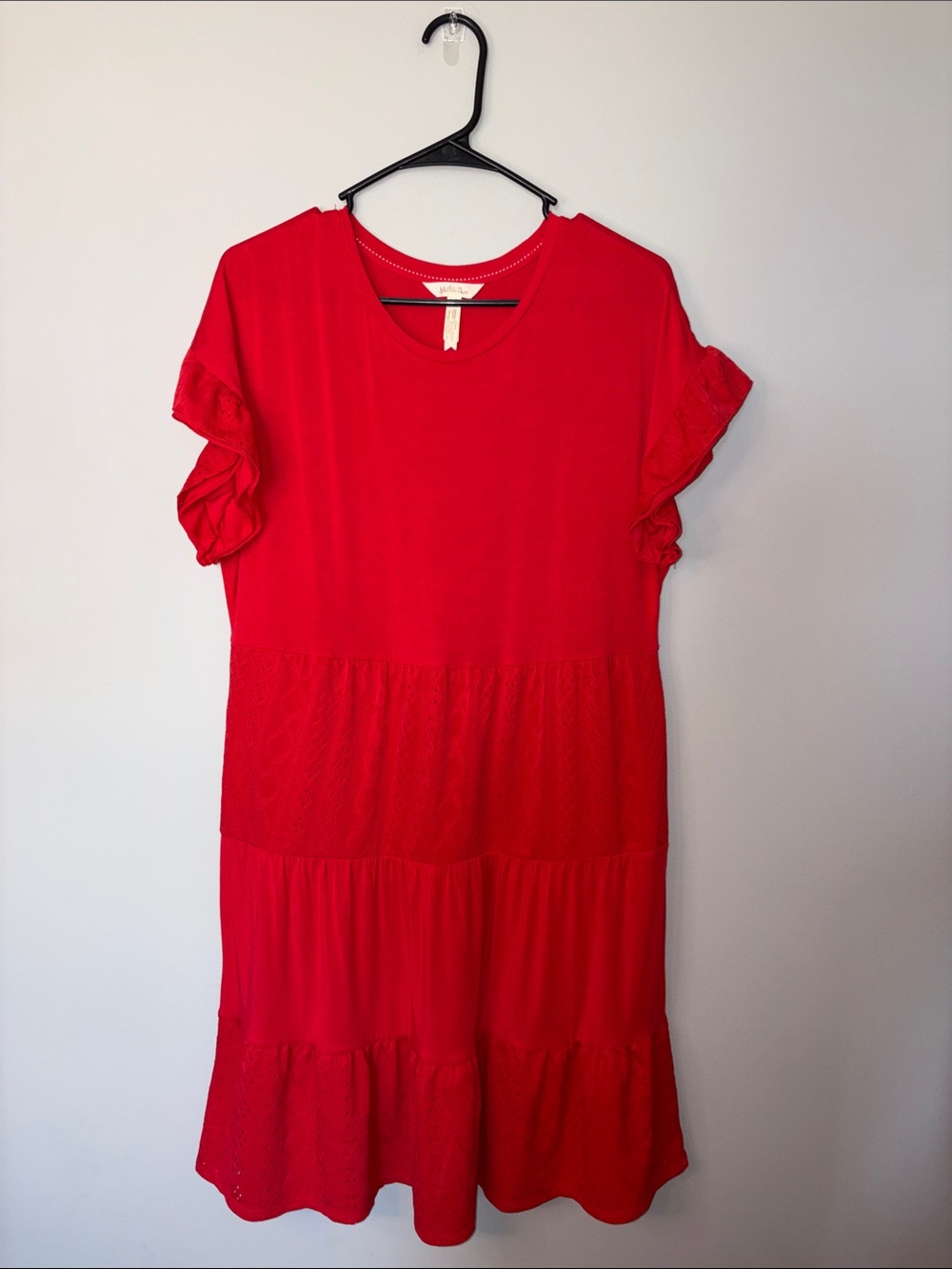 Matilda Jane Red Ruffle Sleeve Dress with Eyelet Details Small
